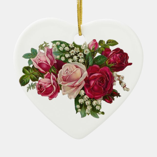 Klassische Viktorianische Rose Lily of the Valley  Keramikornament (Vorne)