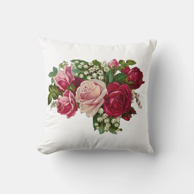Klassische Viktorianische Rose Lily of the Valley  Kissen (Vorderseite)