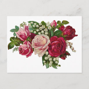 Klassische Viktorianische Rose Lily of the Valley  Postkarte