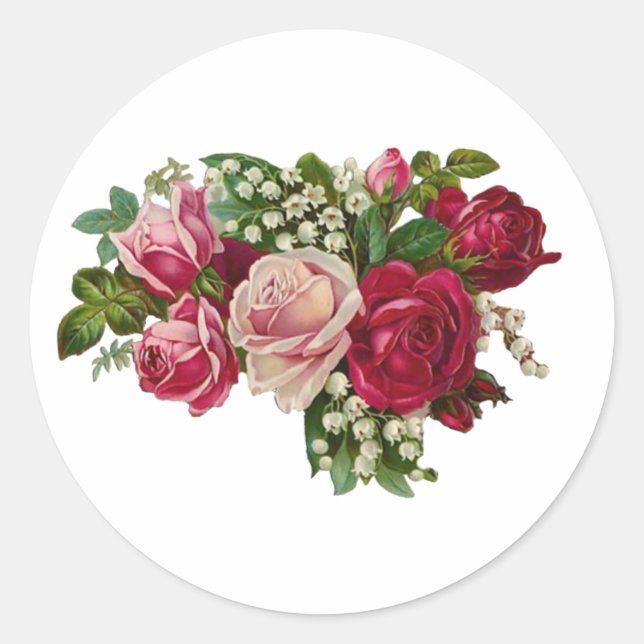 Klassische Viktorianische Rose Lily of the Valley  Runder Aufkleber (Vorderseite)