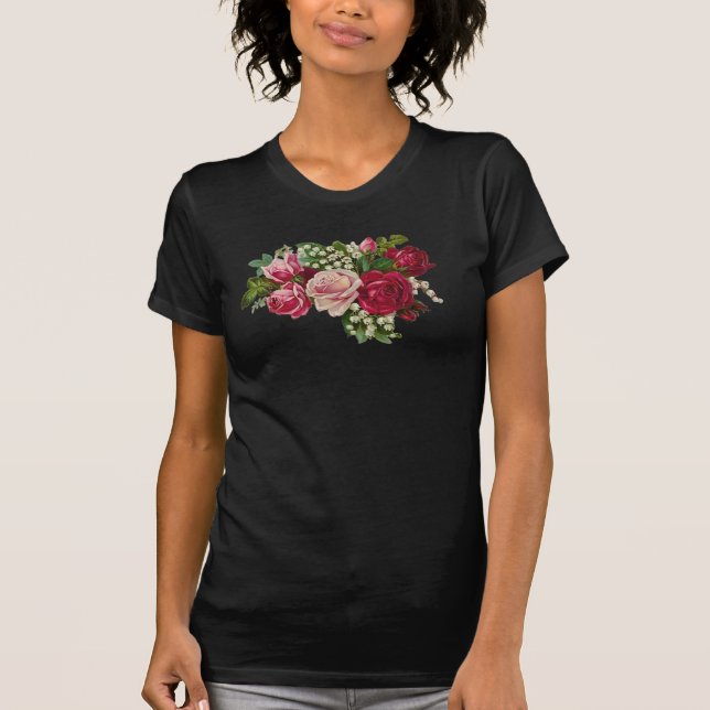 Klassische Viktorianische Rose Lily of the Valley  T-Shirt (Vorderseite)