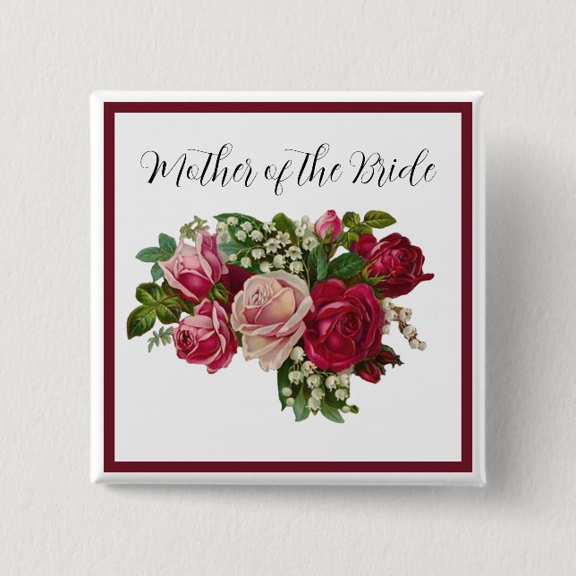 Klassische Viktorianische Rose Lily Valley Mutter  Button (Vorderseite)