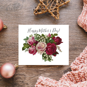 Klassische viktorianische Rosen Maiglöckchen Roman Postkarte