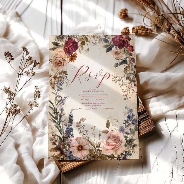 Klassische Viktorianische Royal Floral Wedding RSVP Karte (Von Creator hochgeladen)