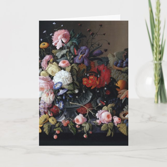 Klassische Vintage Blume Malerei Karte (Vorderseite)
