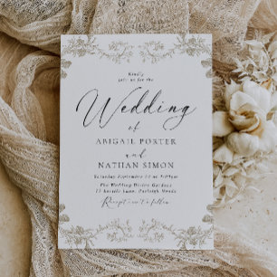 Klassische Vintage, elegante Script-Hochzeit Einladung