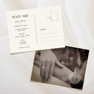 Klassische Vintage-Foto-Hochzeitseinladung Postkar Einladungspostkarte