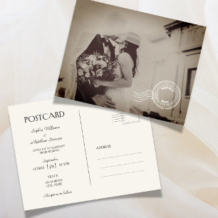 Klassische Vintage-Foto-Hochzeitseinladung Postkar Einladungspostkarte