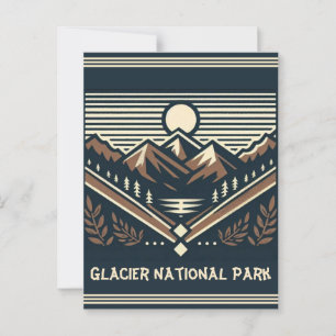 Klassische/Vintage Gletschernationalparkkarte Postkarte