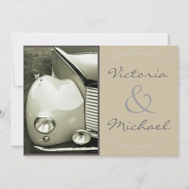 Klassische Vintage Hochzeit Einladung (Vorderseite)
