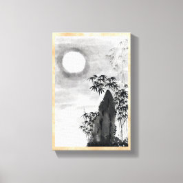 Klassische Vintage japanische Nachtmondlandschaft Leinwanddruck