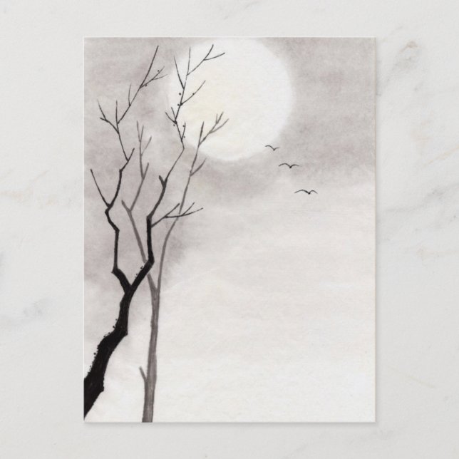 Klassische Vintage japanische Nachtmondlandschaft  Postkarte (Vorderseite)