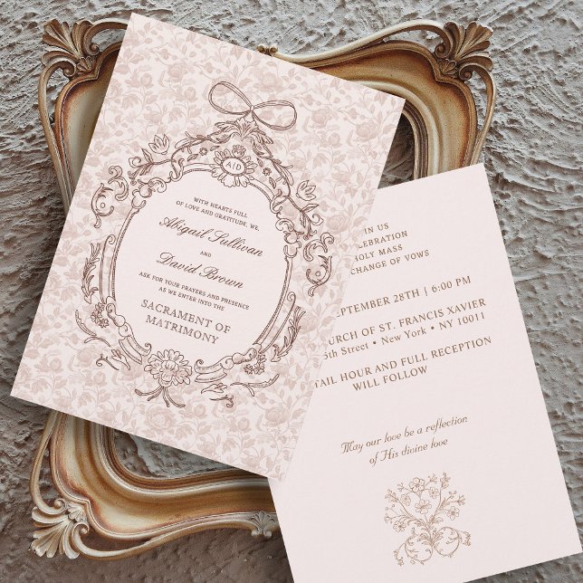 Klassische Vintage Rahmen katholische Hochzeitsein Einladung (Von Creator hochgeladen)