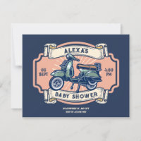 Klassische Vintage Retro-Motorrad-Babydusche