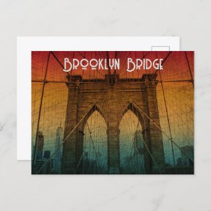 Klassische Vintage Sunset Brooklyn Bridge New York Postkarte