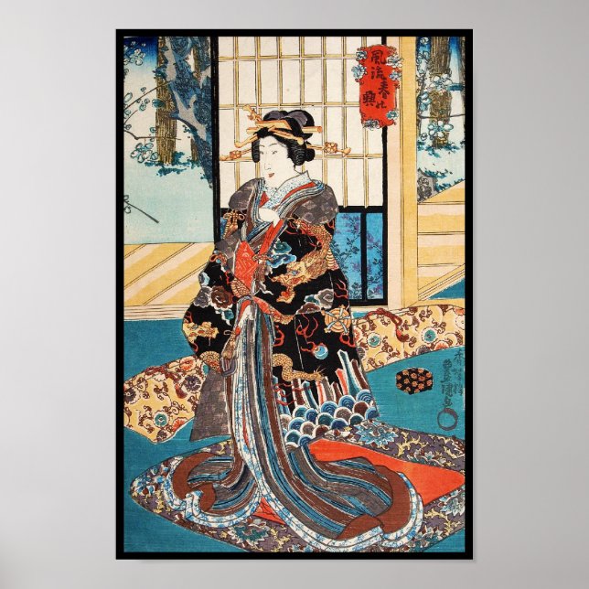 Klassische Vintage ukiyo-e japanese geisha Utagawa Poster (Vorne)