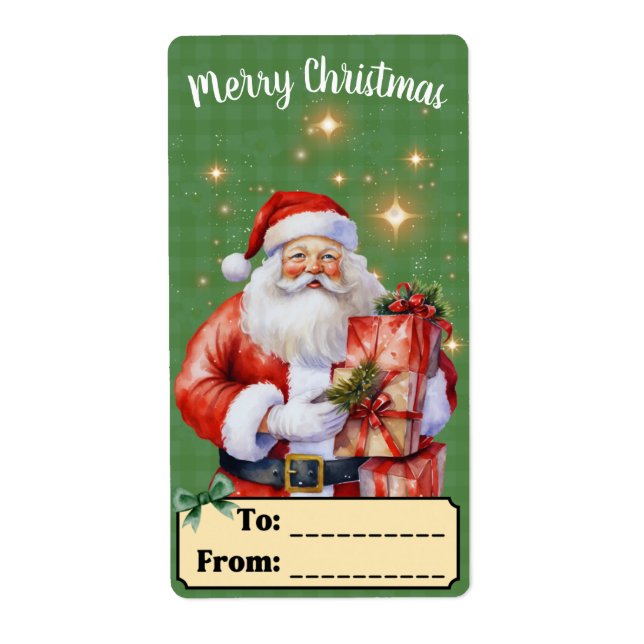 Klassische Vintage Weihnachtsgeschenke Tag Grün +  (Vorne)