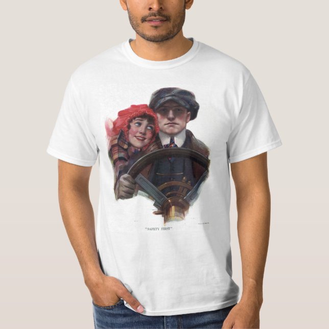 Klassische Vintage Winterbilder für Autos T-Shirt (Vorderseite)