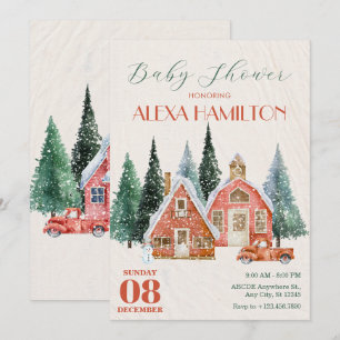 Klassische Vintage Winterwunder Babydusche Einladung