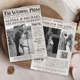 Klassische Vintage Zeitung Einzigartiges Foto Hoch Einladung