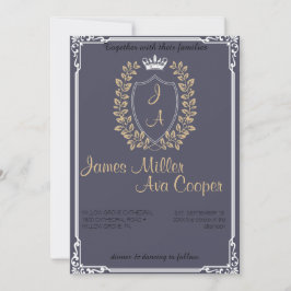 Klassische Wappen-Monogramm Hochzeitseinladung. Einladung