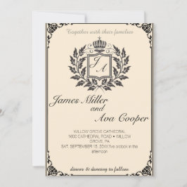 Klassische Wappen-Monogramm Hochzeitseinladung. Einladung
