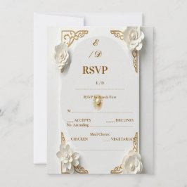 Klassische Wasserfarbe Gold RSVP Weiß und Flola Ka