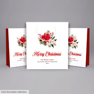 Klassische Wasserfarbe-Weihnachts-Blumen-Geschenkt Mittlere Geschenktüte