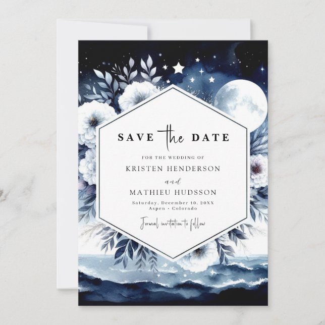 Klassische Wasserfarbenhochzeit Save The Date (Vorderseite)