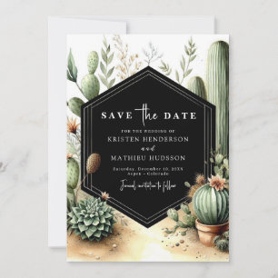 Klassische Wasserfarbenkaktus Hochzeit Save The Date