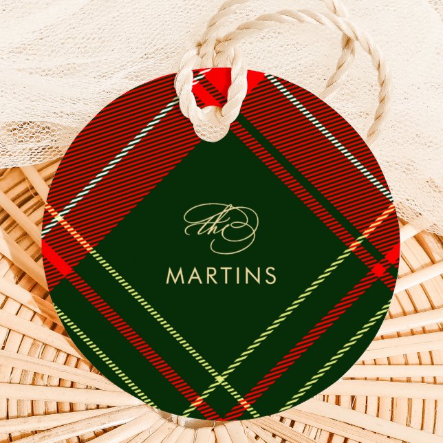 Klassische Weihnachten Kariert mit Name Holiday Geschenkanhänger (Von Creator hochgeladen)