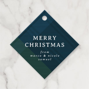 Klassische Weihnachten karierte einfache Marine pe Geschenkanhänger