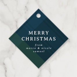 Klassische Weihnachten karierte einfache Marine pe Geschenkanhänger
