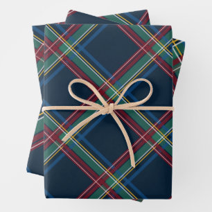 Klassische Weihnachten karierter farbenfroher Urla Geschenkpapier Set