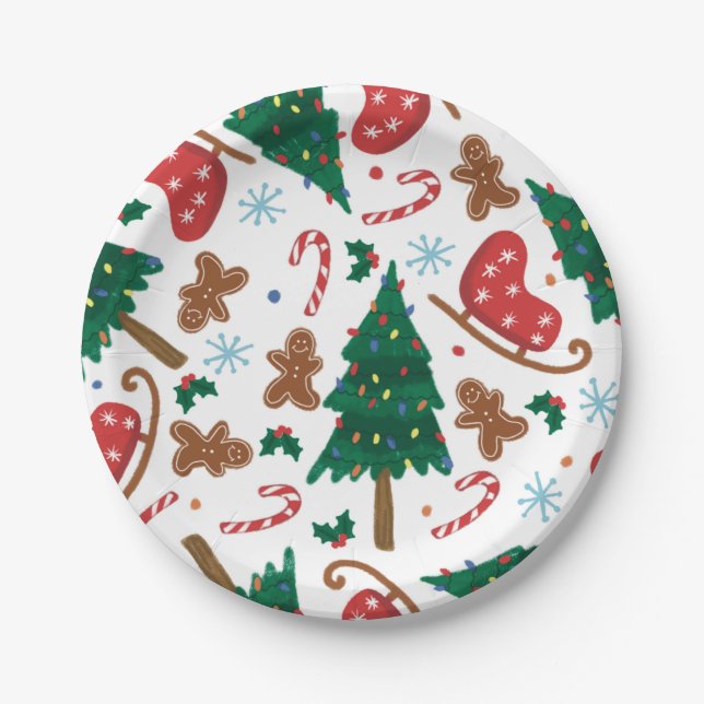 Klassische Weihnachten Pappteller (Vorderseite)