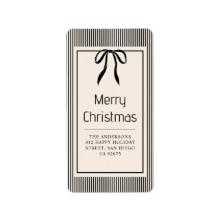 Klassische Weihnachts-Adresse mit schwarzen Streif Adressaufkleber