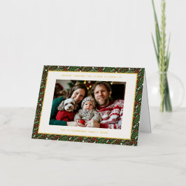 Klassische Weihnachts Holly Leaf Foil Urlaubskarte