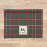 Klassische Weihnachts-Kariert Familienname Monogra Geschirrtuch<br><div class="desc">Küchenhandtuch nach Maß für die Urlaubssaison mit klassischem Waldgrün und personalisiertem Vorweihnachtsgebäck kariert.</div>