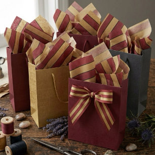 Klassische Weihnachts-Rot-Gold-Streifen Seidenpapier