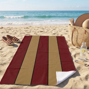 Klassische Weihnachts-Rot-Gold-Streifen Strandtuch