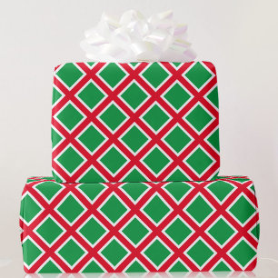 Klassische Weihnachts-Rot-Grün-Weiß-Geometrie-Roll Geschenkpapier
