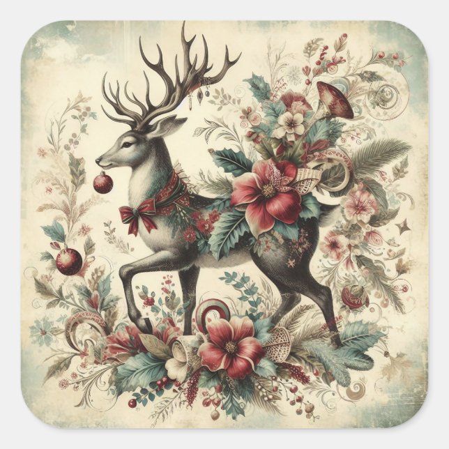 Klassische Weihnachtsbaumaufkleber Quadratischer Aufkleber (Vorderseite)