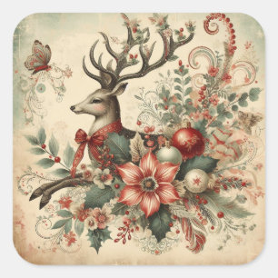 Klassische Weihnachtsbaumaufkleber Quadratischer Aufkleber