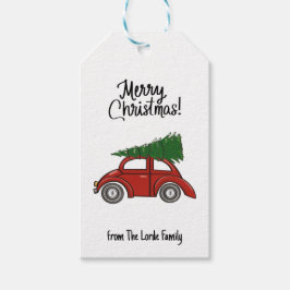 Klassische Weihnachtsbaumfamilie Geschenkanhänger