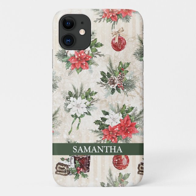 Klassische Weihnachtsbaumwolle in Rot und Weiß Case-Mate iPhone Hülle (Rückseite)