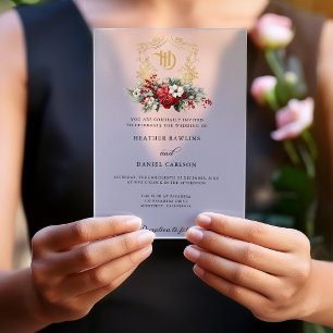 Klassische Weihnachtsblumenfeier Mongram Wedding Acryleinladungen