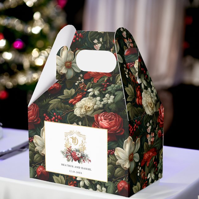 Klassische Weihnachtsblumenfeier Mongram Wedding Geschenkschachtel (Von Creator hochgeladen)