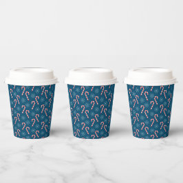 Klassische Weihnachtscreme Canes Blue Paper Cups Pappbecher