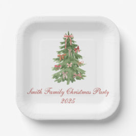 Klassische Weihnachtsfeier der Familie am Weihnach Pappteller