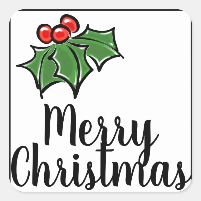 Klassische Weihnachtsfeier, modern minimalistisch Quadratischer Aufkleber (Vorderseite)